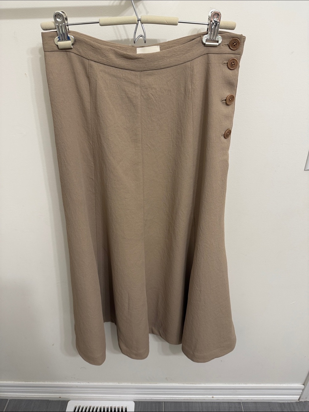 Wilfred Beige A-Line Skirt with Side Button Details